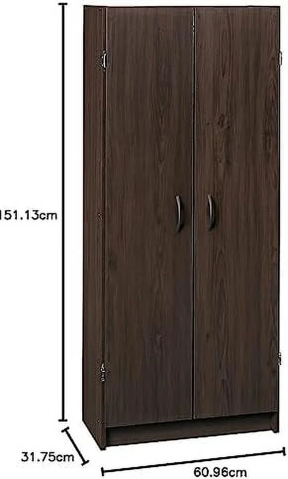 GEROBOOM Pantry Cabinet Cupboard with 2 Doors Adjustable Shelves  Standing   for Kitchen  Laundry or Utility Room  Dark Cherry