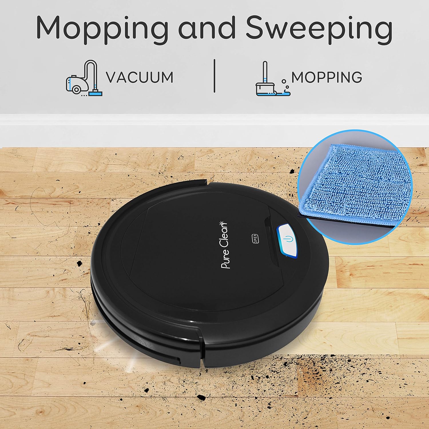 Pure Clean Robot Vacuum Cleaner - Upgraded Lithium Battery 90 Min Run Time