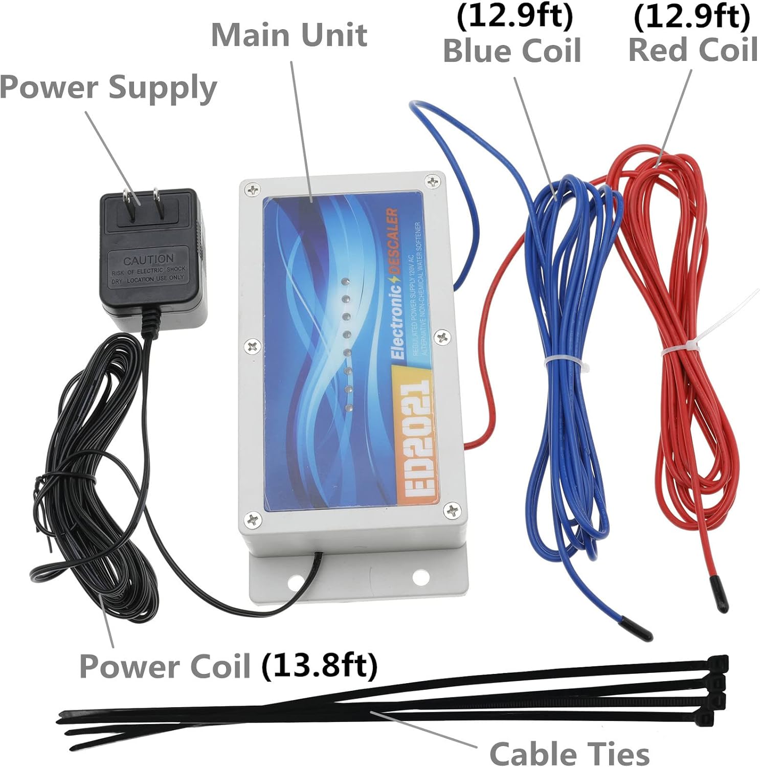 Timilge Electronic Water Descaler System Alternative Salt Free Water Softener for Whole House Reduces Limescale Prevent Deposits Build-up Hard Water