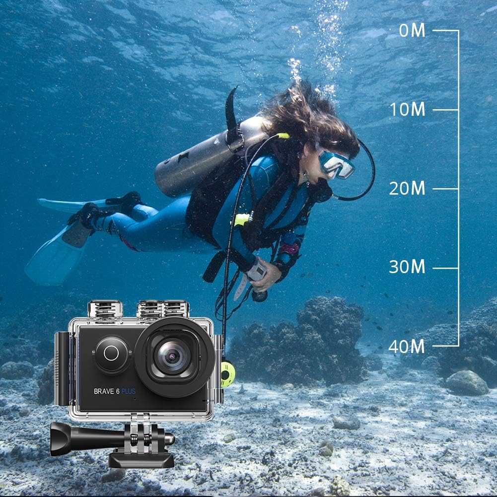 AKASO Brave 6 Plus Native 4K30FPS 20MP WiFi Action Camera with Touch Screen EIS 4X Zoom Voice Control Remote Control 131 Feet Underwater Camera with