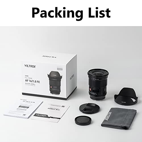 Viltrox AF 16mm F1.8 Full Frame Autofocus Camera Lens Built-in LCD Screen Compatible with Sony E-Mount Mirrorless Cameras a7 a7II a7III a7R a7RII