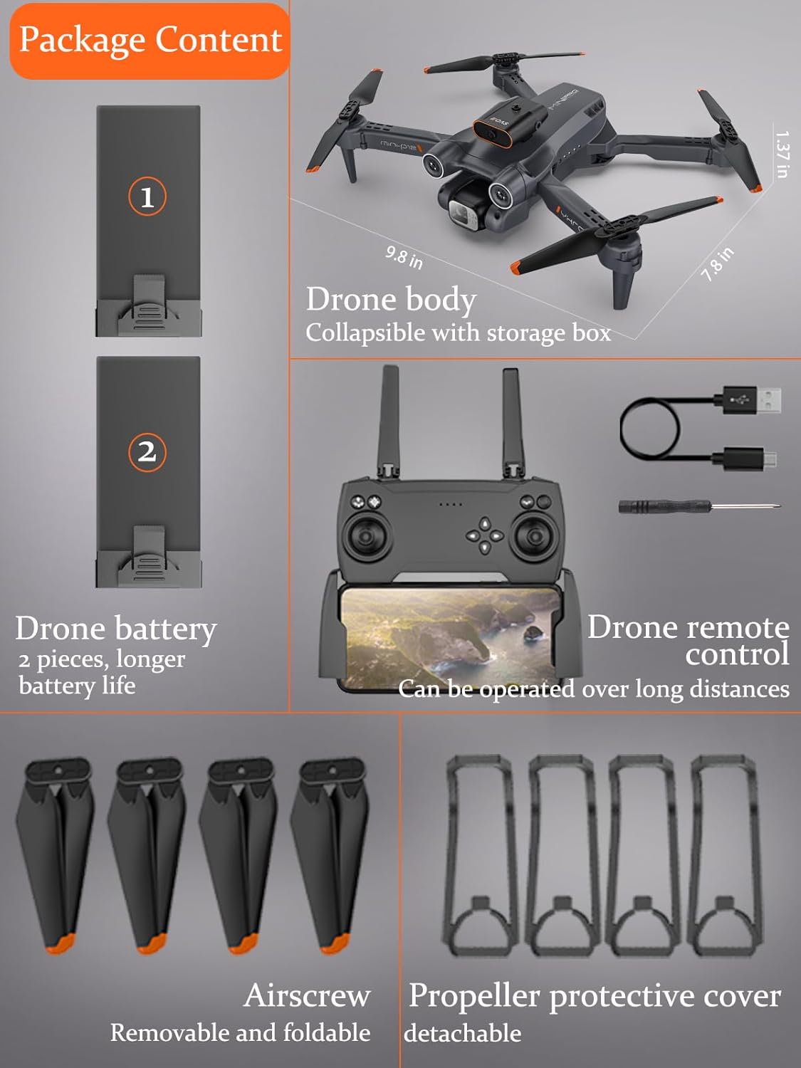 Drone with Camera for Adults Kids, 1080P HD FPV Camera Drones, 90° Adjustable Lens, Gestures Selfie, One Key Start, 360° Flips, 2 Batteries