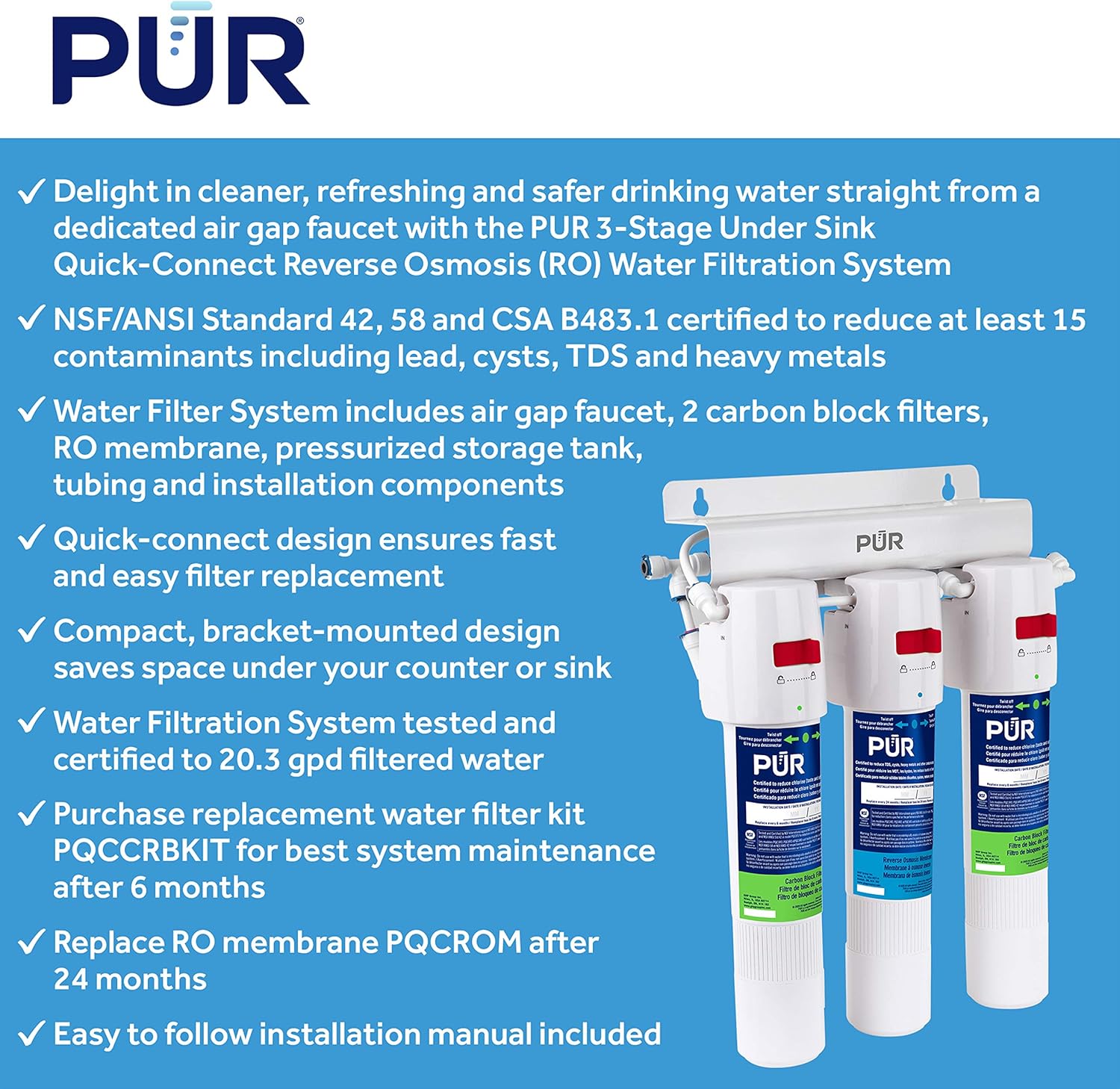 PUR Filter Replacement Kit, Standard, White Pack of 2