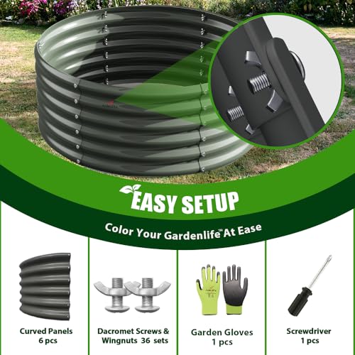 A ANLEOLIFE 8X4X1.5 ft Galvanized Raised Garden Beds Outdoor, Oval Large Metal Planter Box for Planting Vegetables Flowers Herb