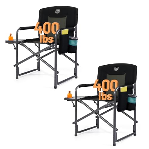 TIMBER RIDGE Folding Rocking Camping Chair, 400lbs Capacity Portable Oversized Outdoor Rocker with Hard Armrests, Cup Holder & Side Pocket