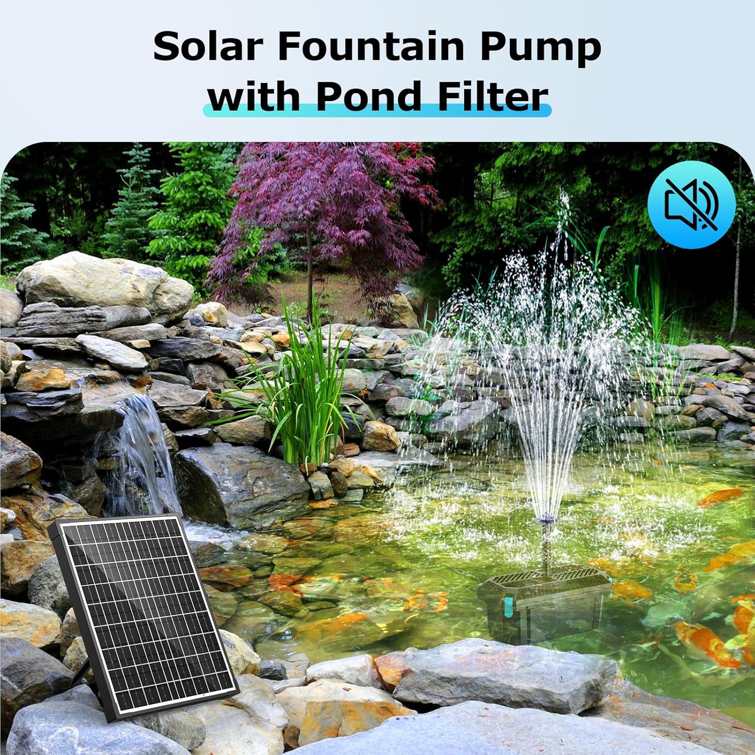 POPOSOAP Solar Pond Filter with Battery Backup