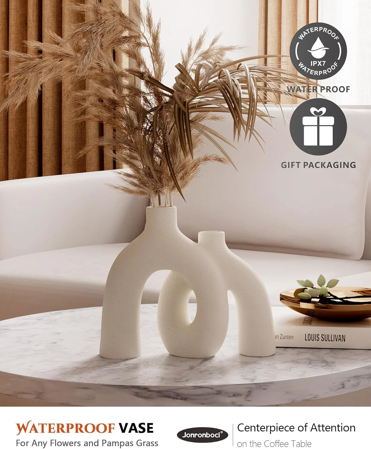 Decorative Modern Nordic Boho Ceramic Vases, Set of 2