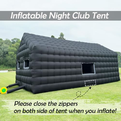 Inflatable Nightclub 29.5X16.5X14Ft Large Black Disco Cube Gazebo Event House with Logo Area & Blower Portable Inflatable Party Tent for Birthday