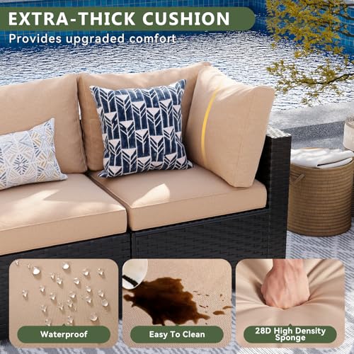Aoxun 7 Piece Patio Furniture Set Wicker Rattan Patio Sectional Sofa Set Outdoor Seating Furniture with Thickened Cushion, Grey