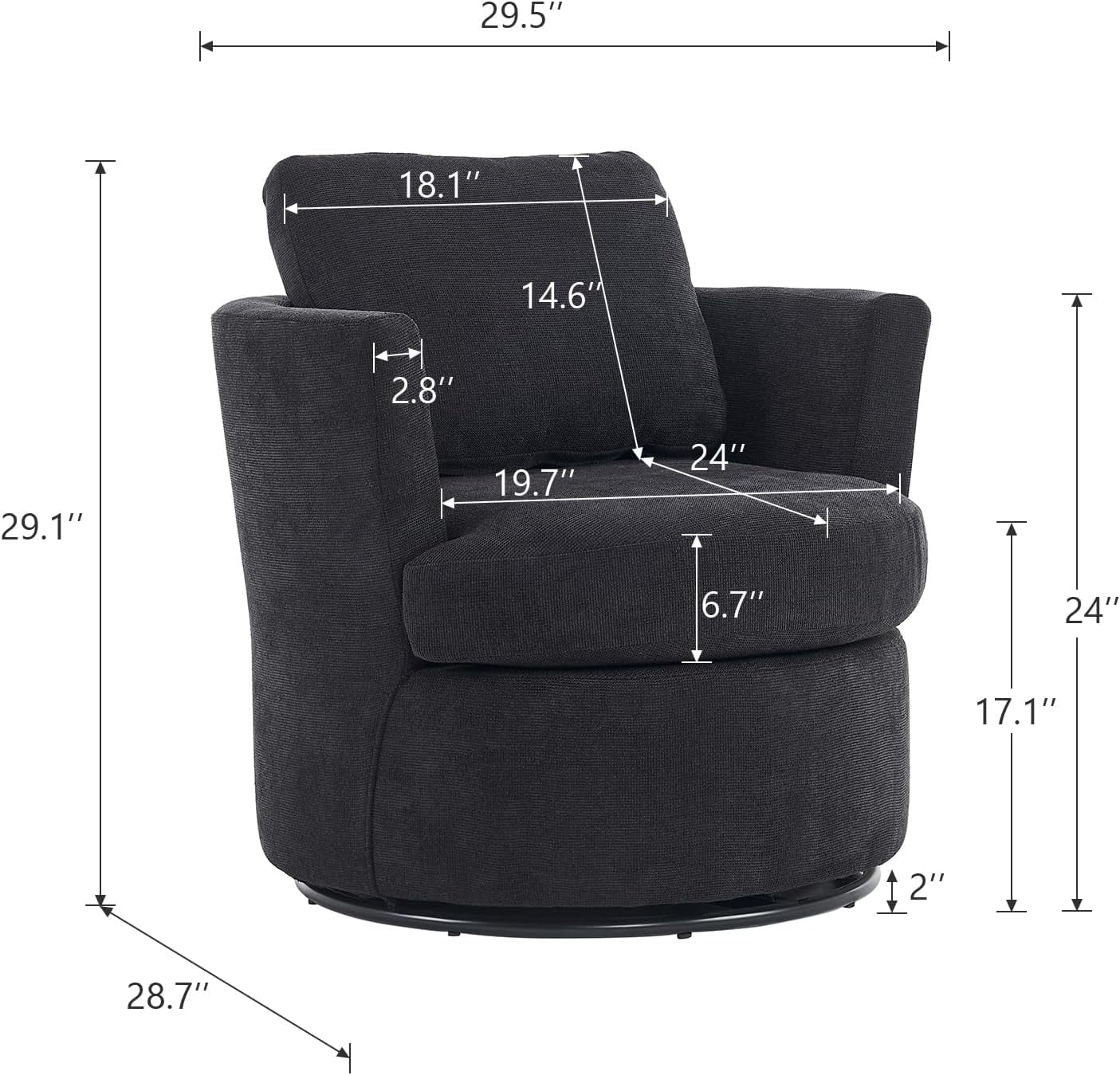 Lecut Swivel Accent Chair Barrel Chair Comfy Upholstered Round Swivel Chair for Living Room Bedroom Modern Armchair with Back Cushion Oversized Chair