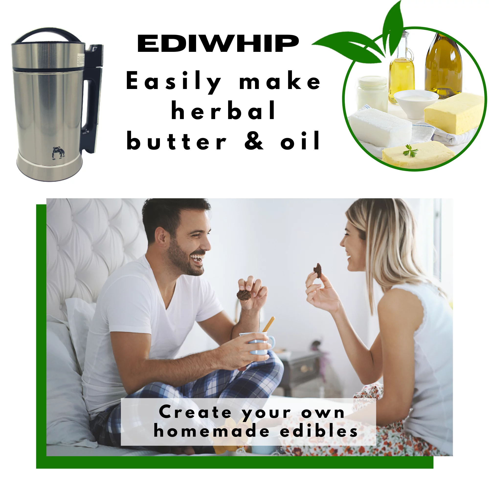 ALL IN 1 - Infusion & Decarb Machine for Butters, Oils, Tinctures and more, EdiWhip Infuser to Make Edibles Mess & Fuss Free