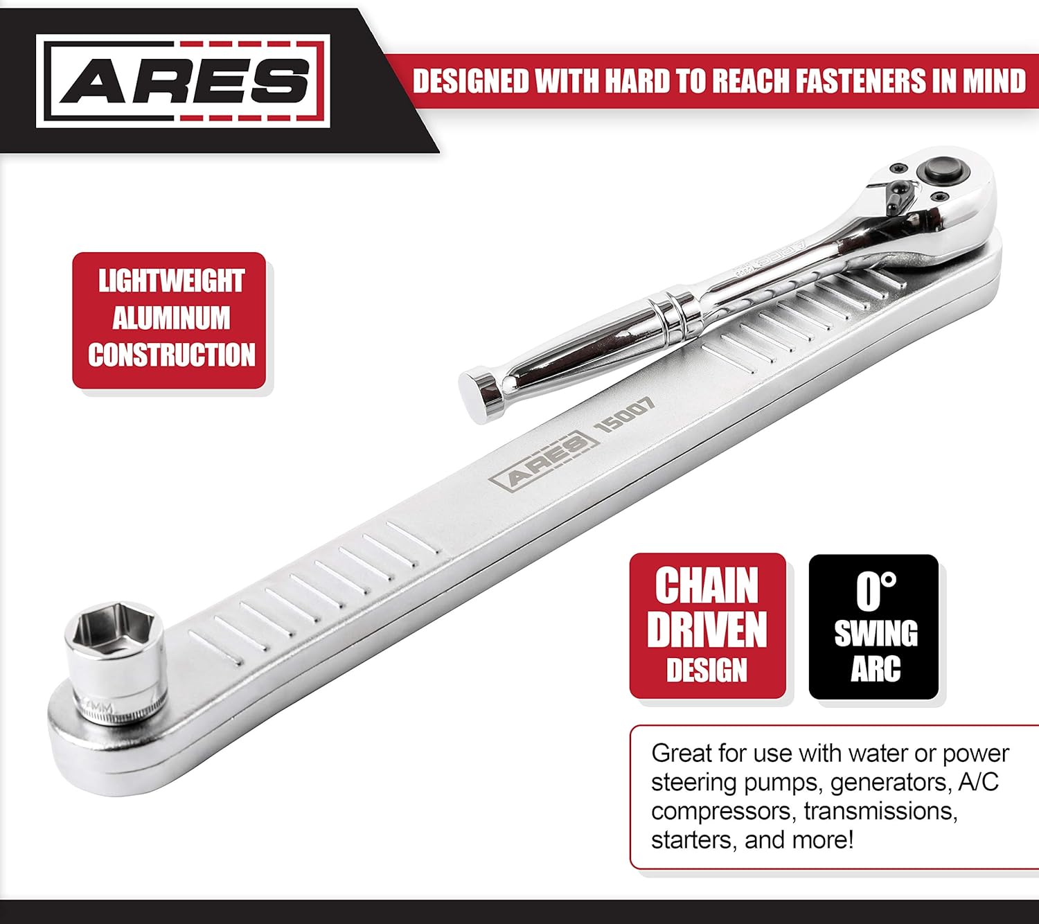 ARES 15008 - Impact Ready Offset Extension Wrench & Low Profile Socket Set