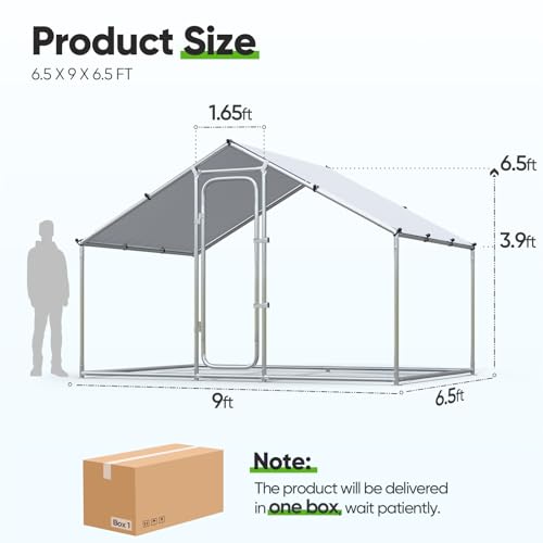 Quictent Large Metal Chicken Coop Run for 10+ Poultry with Galvanized Hardware Cloth and Waterproof Roof Cover