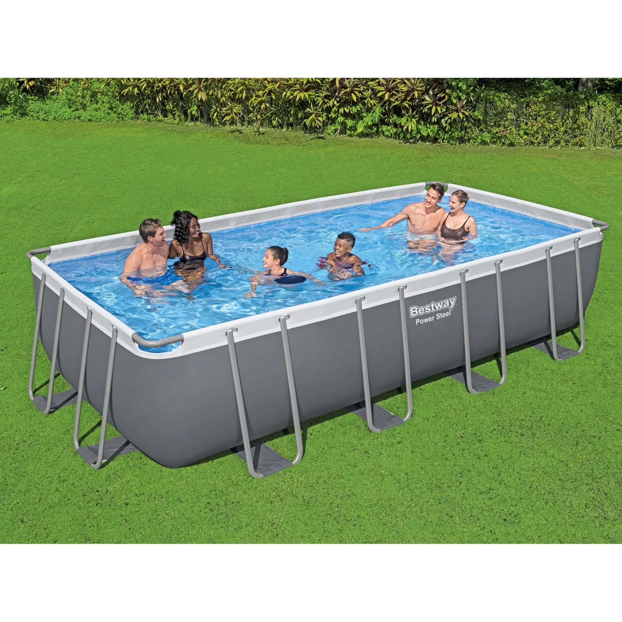 Bestway Power Steel 18' x 9' x 48" Rectangular Above Ground Swimming Pool Set