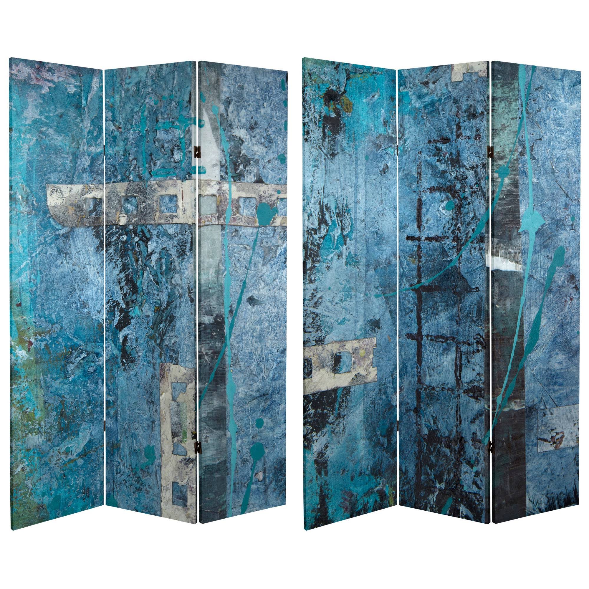 Oriental Furniture Double Sided Blue Dream Canvas Room Divider
