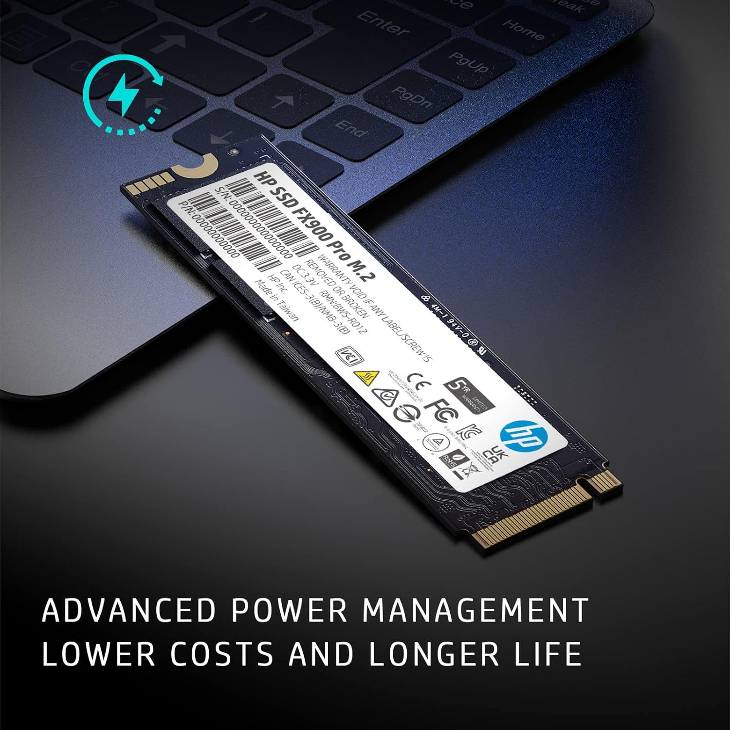 HP FX900 Pro 1TB NVMe GEN4 Gaming SSD - PCIe 16 Gb/s, M.2 2280 3D TLC NAND Internal Solid State Drive Up to 7000 MB/s with RAM Cache - 4A3U0AA#ABB