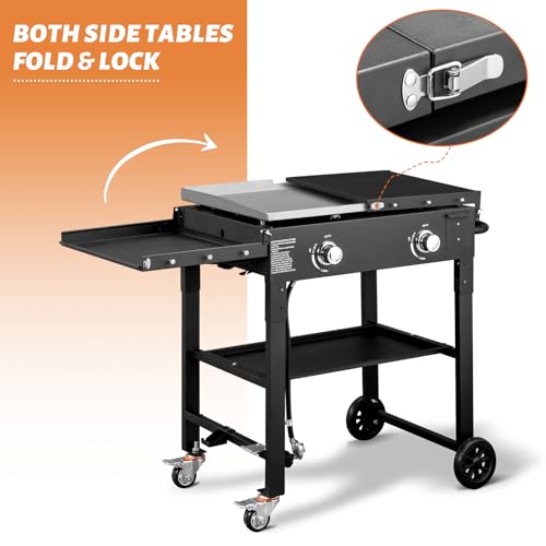 Outvita 2 Burner Portable Flat Top Gas Grill, 28" Propane Griddle, 30,000 BTU