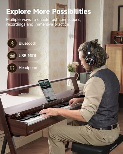 Donner OURA R300 88 Key Weighted Keyboard Piano for Advanced, Home Digital Piano with 88 Keys Graded Hammer Standard Keyborad, Bluetooth, LOCAL OFF