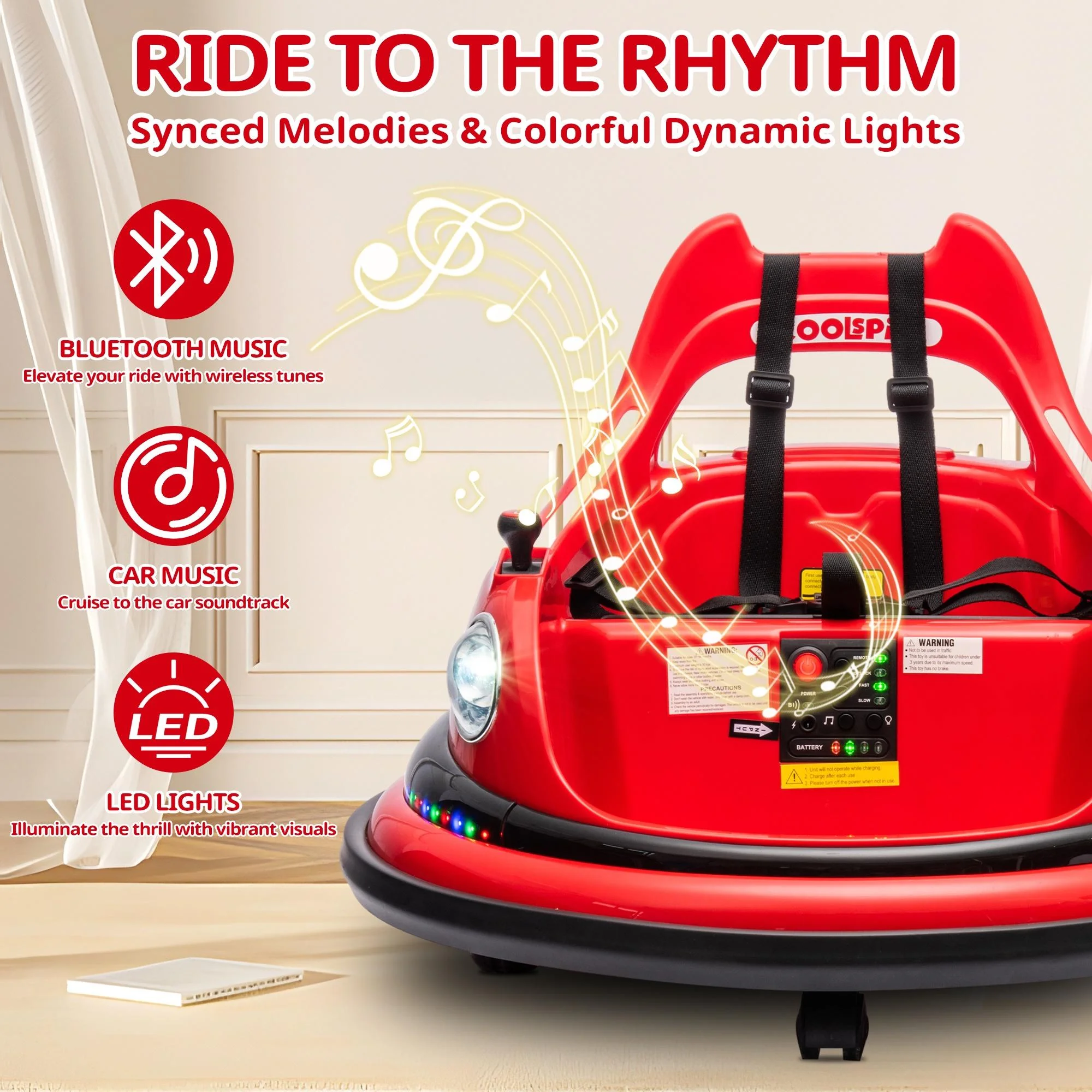 iRerts 12V Bumper Cars for Kids, Bumper Car Ride on with Remote Control, Battery Powered Kids Ride on Toys for 2-5 Year Old Boys Girls