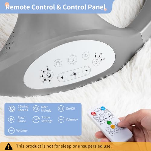 LAREX Baby Swing Infant Swing Electric Toddler Baby Rocker Portable for Newborn Boy Girl, 5 Sway Speeds with Remote Control