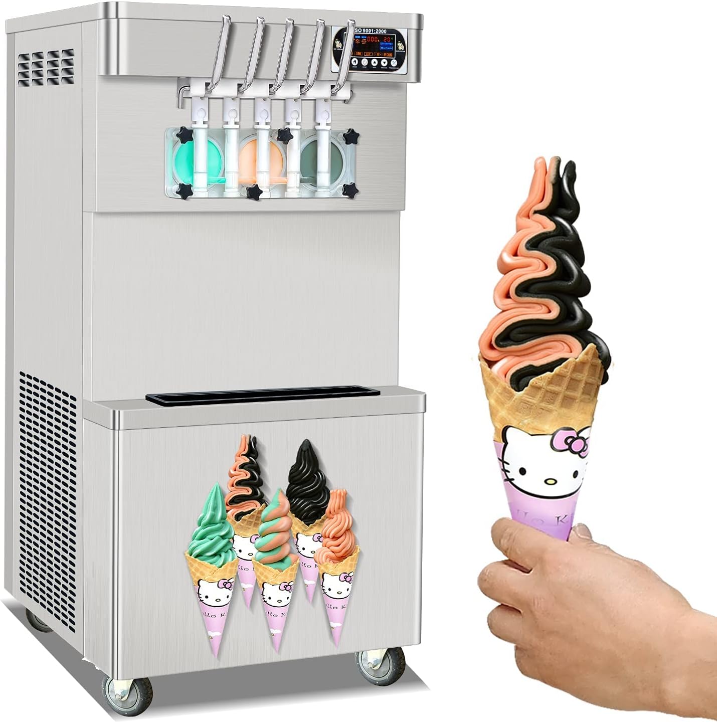 Commercial ETL 3+2 mixed Flavors Soft Serve Ice Cream Maker