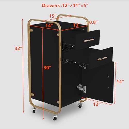 Salon Storage Trolley Cart with Wheels, No Installation Salon Stations for Hair Stylist, Salon Storage Cabinets