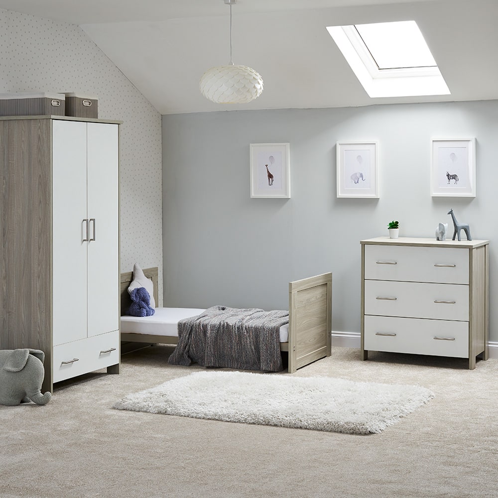 Obaby 4 in 1 Nika 4 Piece Nursery Room Set – Grey Wash/White