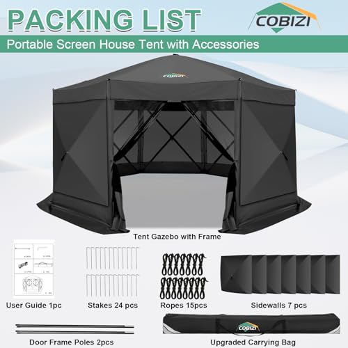 COBIZI 12x12ft Pop up Gazebo Screen Tent Screen House for Camping, Camping Outdoor Screened Gazebo, Canopy Tent