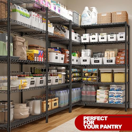 REIBII 73''W Storage Shelves Load 1650 LBS Metal Shelving 5-Tier Wire Shelving Unit for Storage Rack Adjustable Heavy Duty Metal Shelves for Pantry