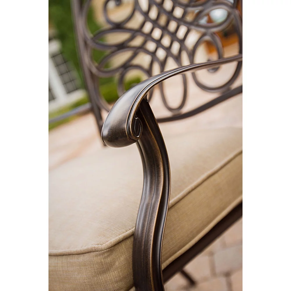 Hanover Traditions 3-Piece Bistro Set in Tan with 30 in. Glass-Top Table