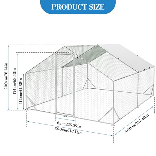 Large Metal Chicken Coop, Walk-in Poultry Cage