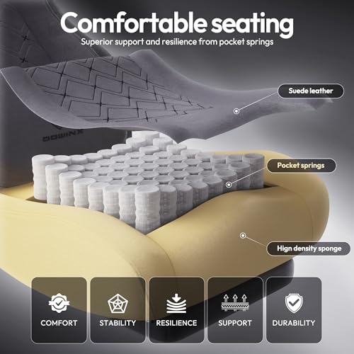 Dowinx Fabric Gaming Chair with Heated Massage Lumbar Support, Computer Game Chairs for Adults