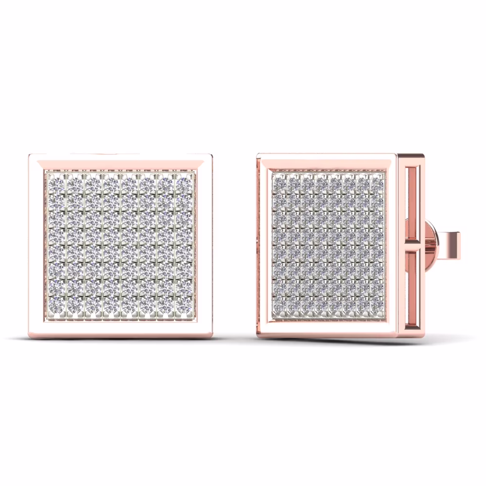 aaXia 14K Rose Gold 3/8ct. TDW Diamond Square Stud Earrings (H-I, I1-I2)