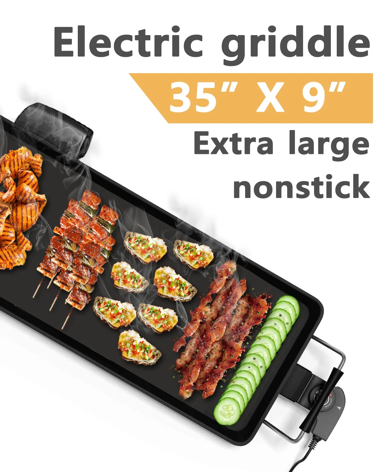 Extra Large Nonstick Electric Griddle for Teppanyaki Hibachi Grill (35")