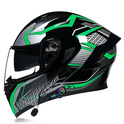 Adults Bluetooth Motorcycle Helmet Full Face Sun Visors Modular Helmets Flip up Motorbike Sport Offroad Mountain Lightweight Helmet for Men Women