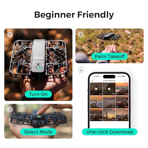X1 Drone with Camera, Self-Flying Camera Drone with Follow Me Mode, Foldable Mini Drone with HDR Video Capture, Palm Takeoff