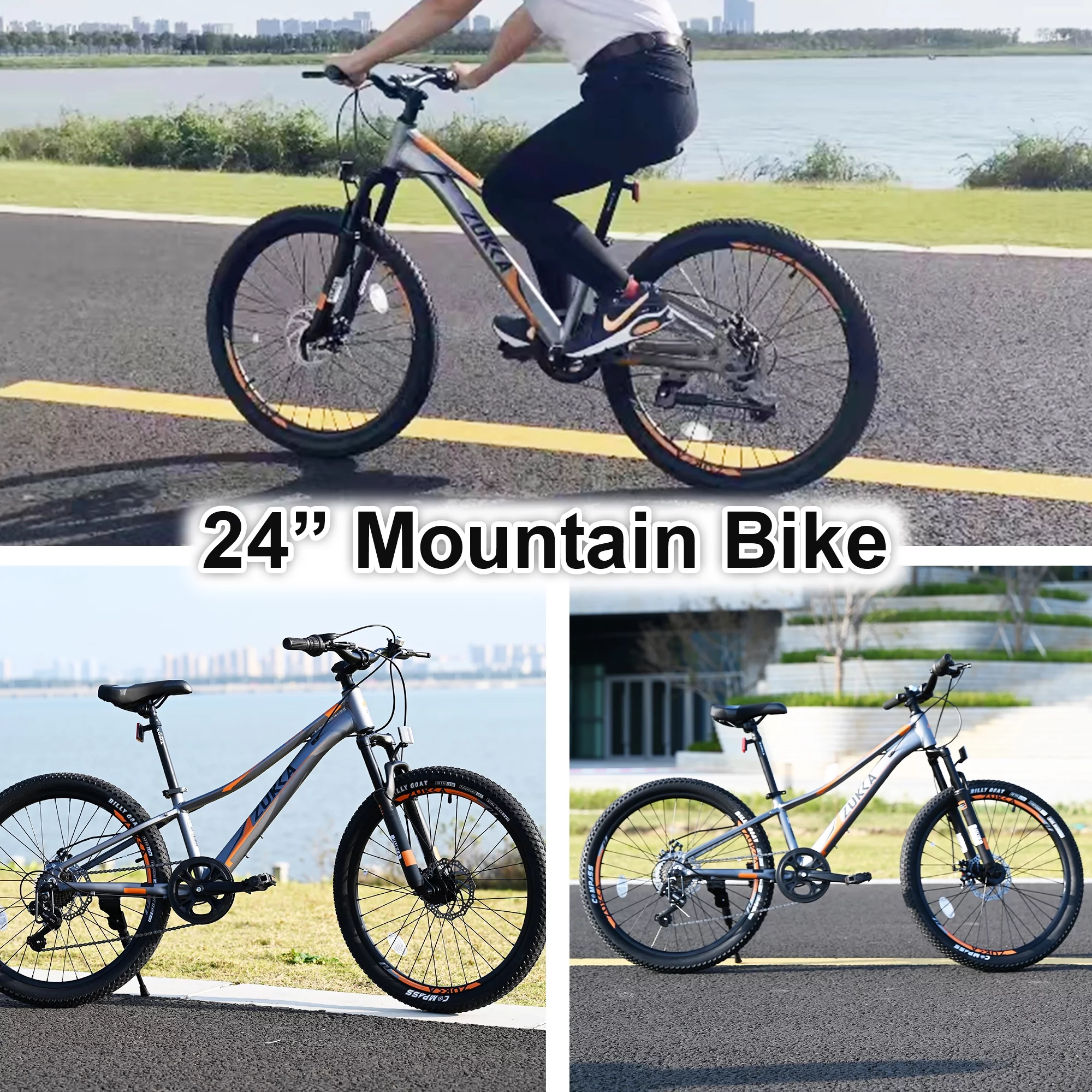 24 Inch Kid's Mountain Bike for Boys Girls, Child MTB Bicycle 7 Speeds Aluminium Alloy Frame Bicycle(Pink)