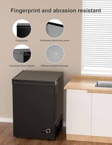 7.0 Cu Ft Chest Freezer - Energy Efficient & Quiet Mini Freezer with Adjustable Thermostat - Compact Deep Freezer for Home, Apartment, and Garage