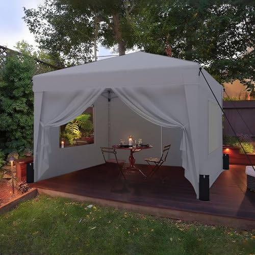 SANWAY 10x10 Pop Up Canopy Tent with Sidewalls x 4 &ndash; Easy Setup Canopy Tent, Waterproof, UV-Resistant