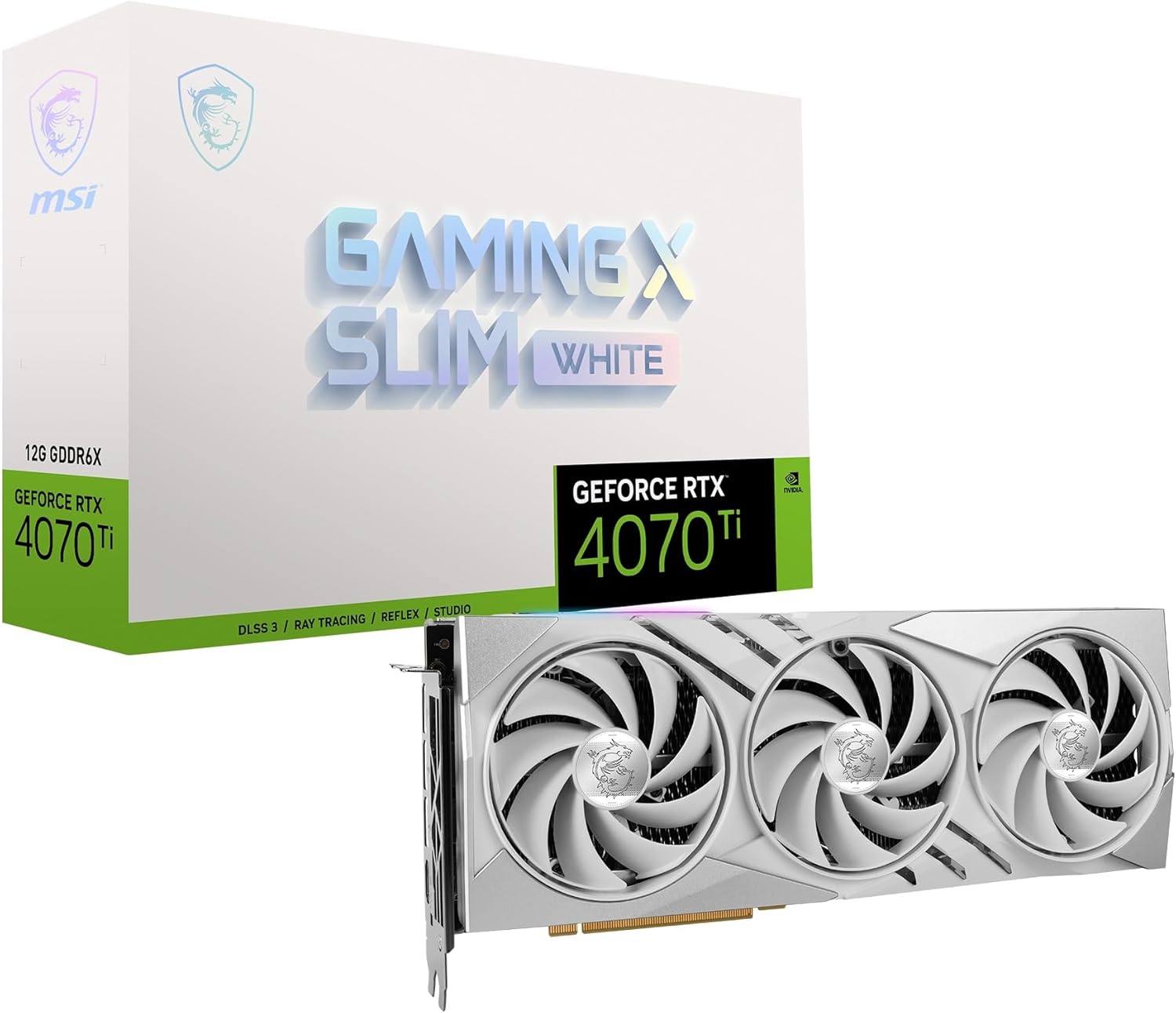 MSI Gaming RTX 4070 Ti Gaming X Slim White 12G Graphics Card (NVIDIA RTX 4070 Ti, 192-Bit, Extreme Clock: 2745 MHz, 12GB GDRR6X 21 Gbps, HDMI/DP