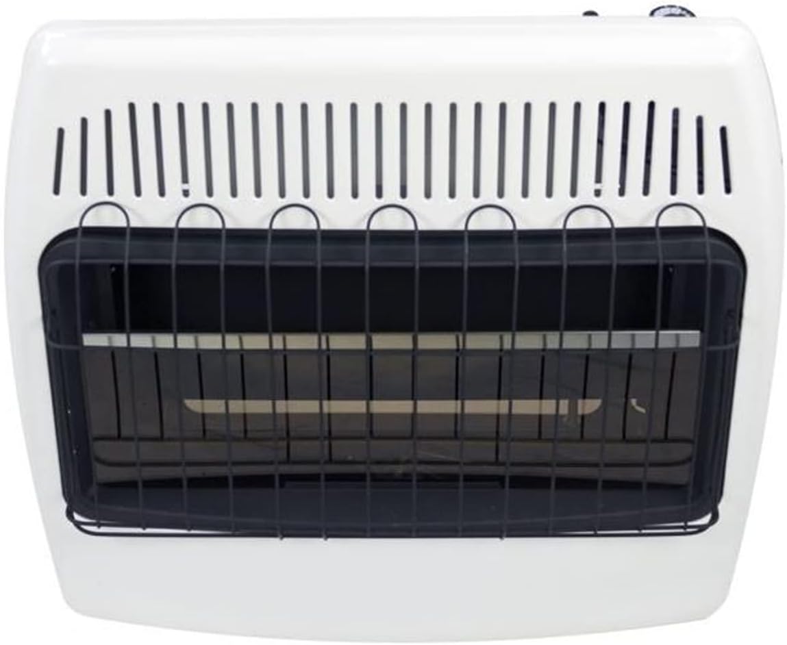 UTY 30,000 BTU Natural Gas Heater for Indoor Home Garage Use - with Free Standing Legs, Black, 27.5 x 11.5 x 27 inches