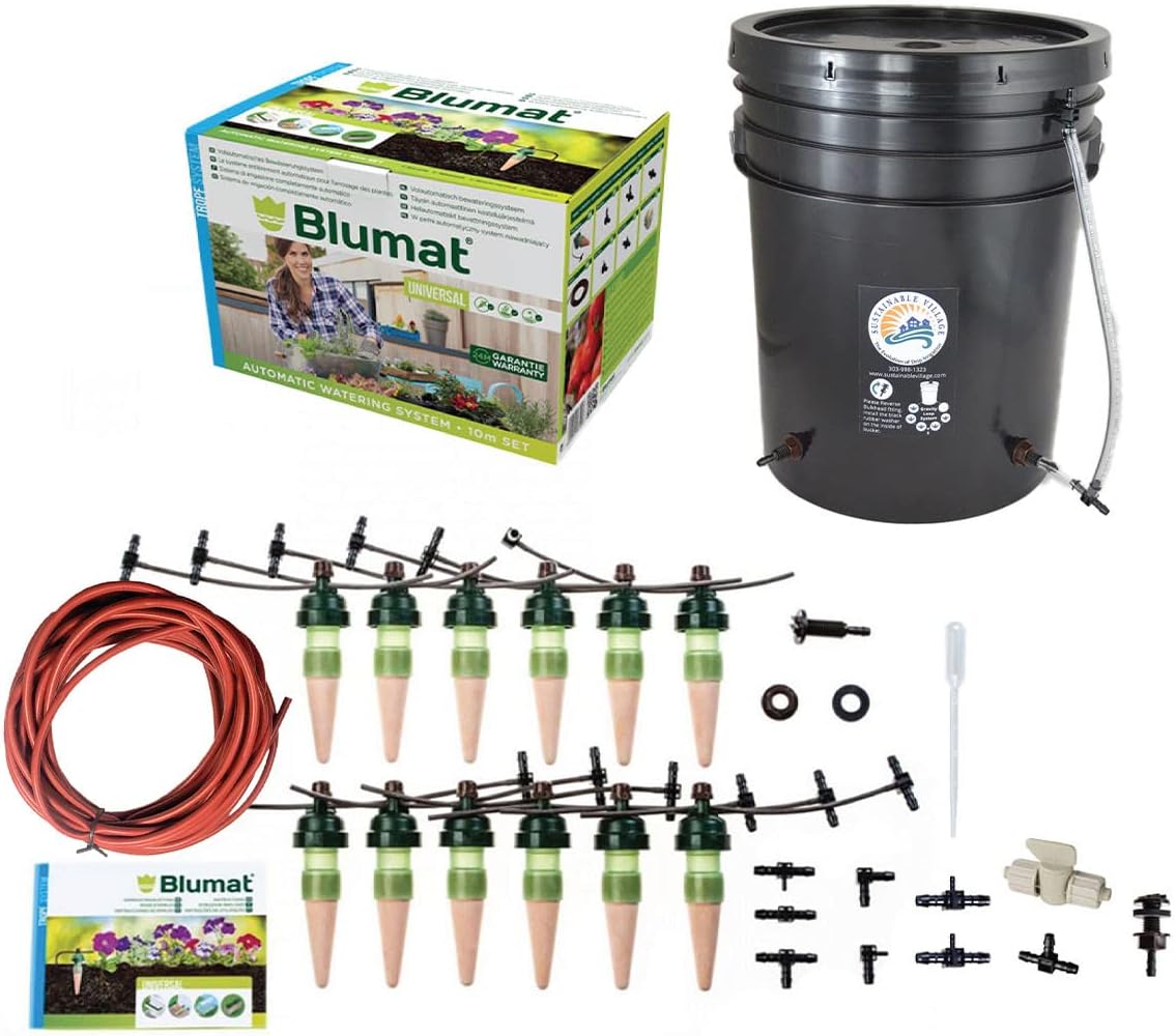 Blumat Drip System - 6 Pack Small Kit with Reservoir - Smart Automatic Watering System, Great for Vacation, Made in Austria