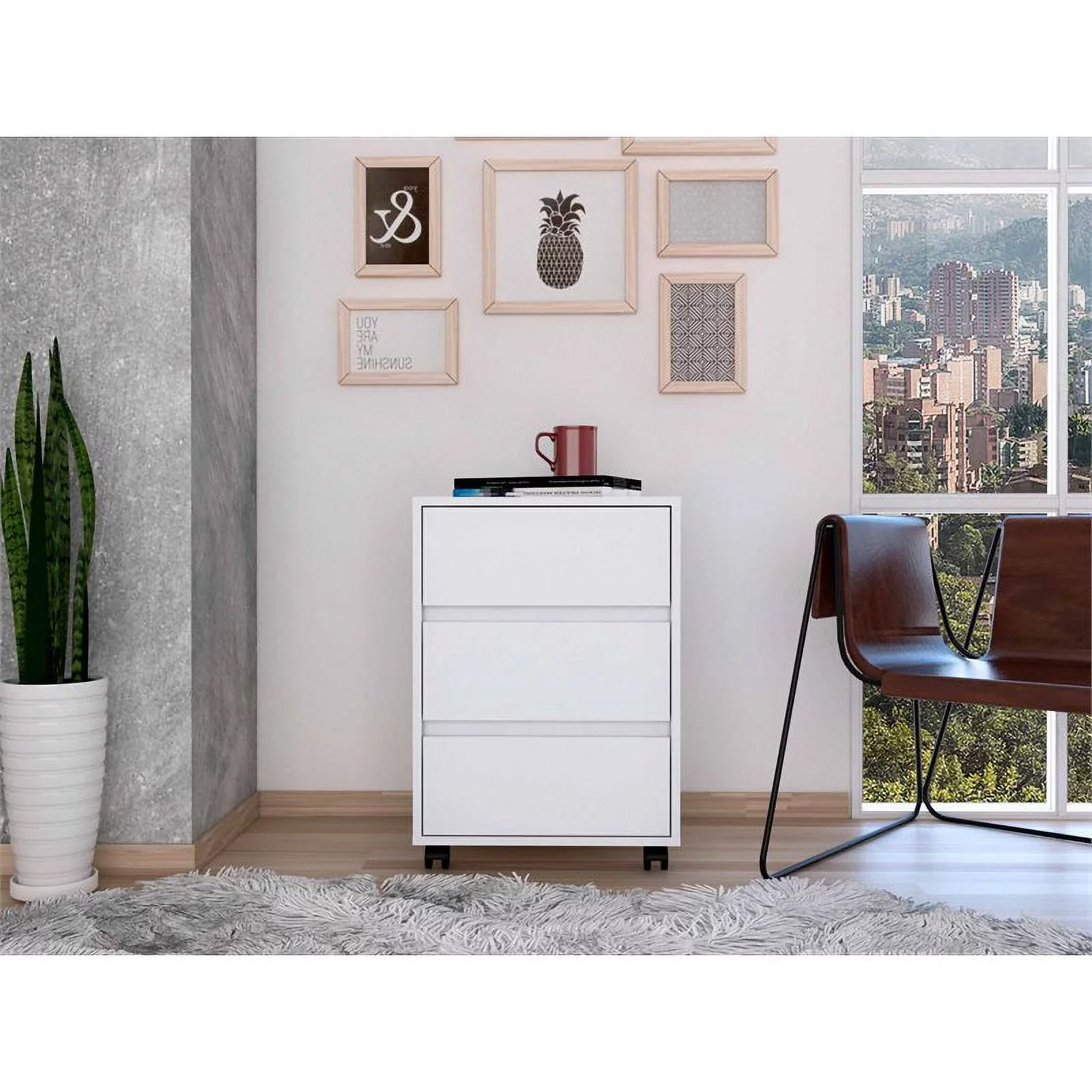 Atlin Designs 3-Drawer Modern Wood Filing Cabinet in White
