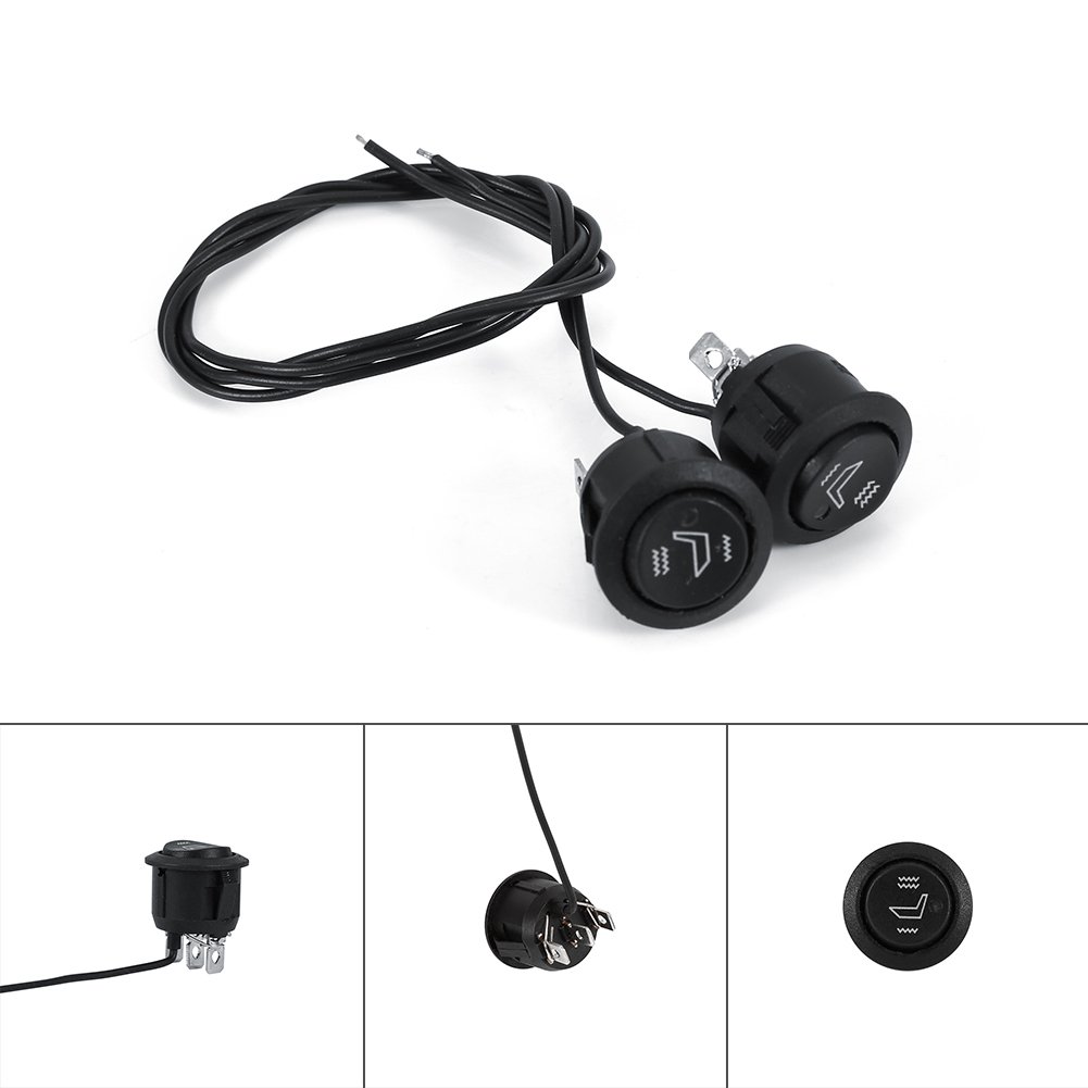 Akozon 2X Car Seat Heater Switch Universal 3 Pin Round Heated Rocker Hi Low Off Control, Automotive Pack of 2