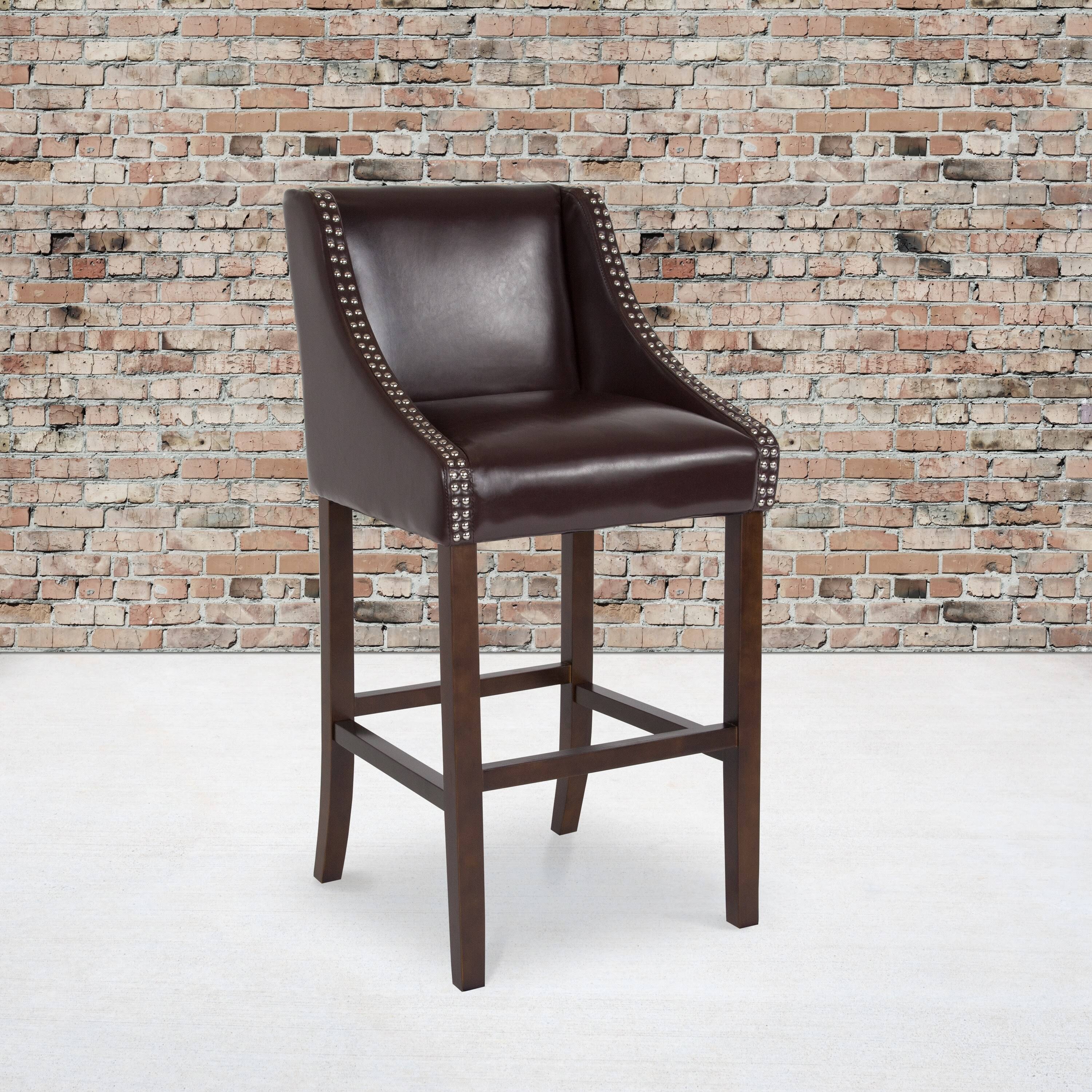 Lancaster Home 2 Pk. 30x22 High Transitional Barstool with Accent Nail Trim - 20x22W x 22x22D x 42x22H - Dark Grey Fabric