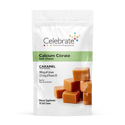 Celebrate Calcium Citrate Soft Chews, 500 mg, Caramel - 90 Count - Kansas Nuitrition - HNZSDS