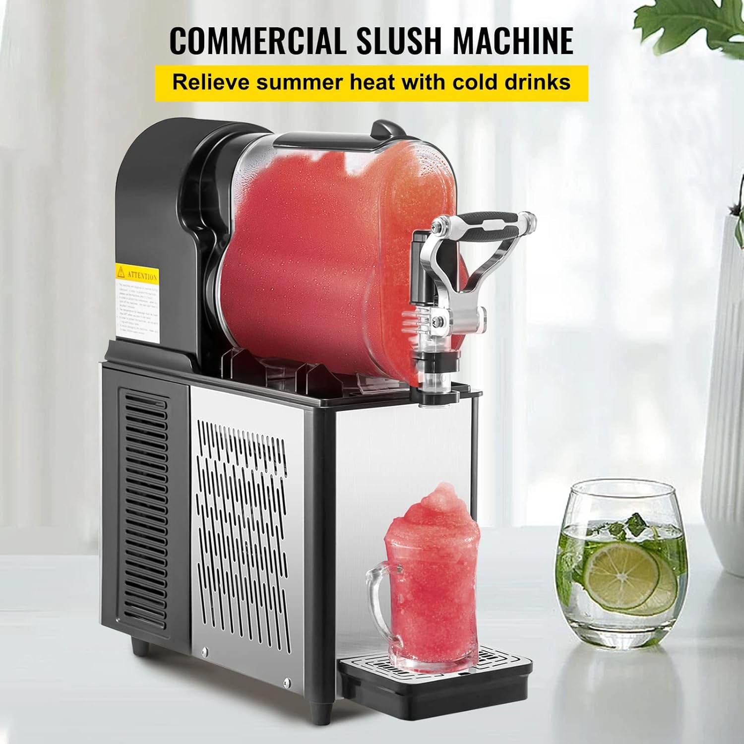 VEVOR Commercial Slushy Machine, 3L/0.8 Gallons Food-Grade PC Tank, 290W 110V, Stainless Steel Smoothie Frozen Drink Maker
