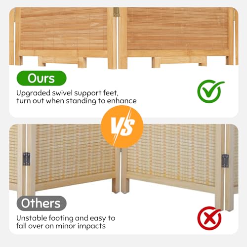 Bamboo Room Divider Folding Privacy Screens, Wall Divider for Room Separation, Portable Room Partitions and Dividers