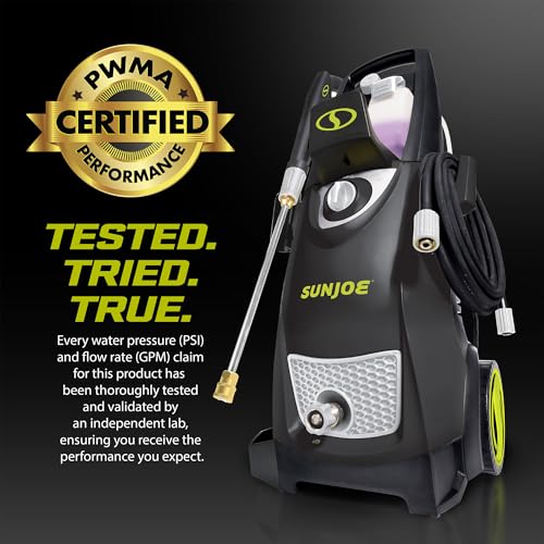 Sun Joe Electric Pressure Power Washer, 2030 PSI (PWMA Certified), 1.2 GPM, Dual Soap Tanks, (35-FT GFCI Water-Safe, Power Cord), SPX3000