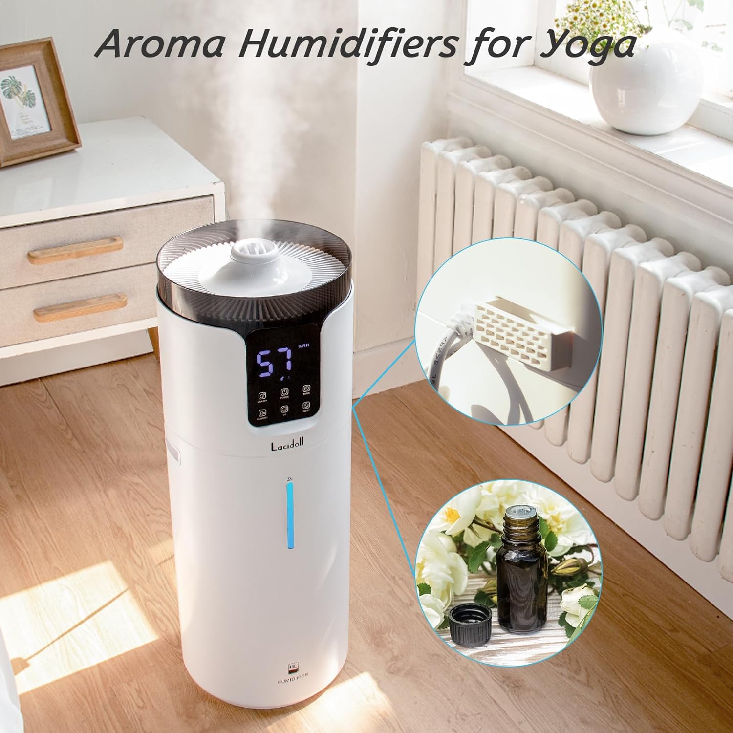 Humidifiers for Home, 16L/4.2Gal Whole house Humidifier 2000 sq.ft. Ultrasonic Cool Mist Large Room Humidifier with Extension Tube